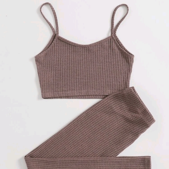 LAST SET! NEW Waffle Knit Cami Top & Leggings Set - Picture 4 of 7